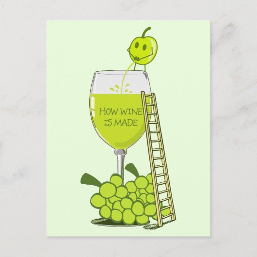 Wie Wein entsteht Funny Illustration Green Postkarte (Vorderseite)