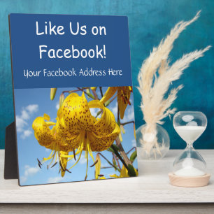 Wie wir auf Facebook Counter Retail Service Signs Fotoplatte