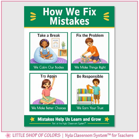 Wie wir Fehler korrigieren Classroom Anchor Chart Poster