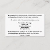 Wie würde Gott politisch wählen? Telefonnummerkarte (Rückseite)