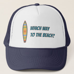 Wie zum Strand? Stehendes Surfbrett Truckerkappe