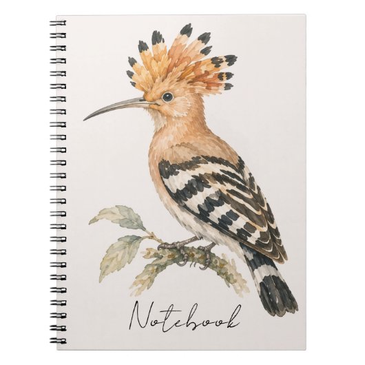 Wiedehopf Aquarell-Notizbuch Notizblock (Vorderseite)