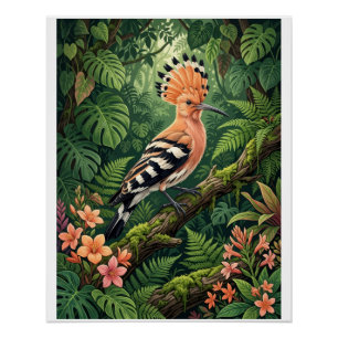 Wiedehopf Vogel Tropischer Zweig Botanik Wildtier Poster