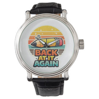 Wieder dabei lustiger Bleistift Schuldesign Armbanduhr