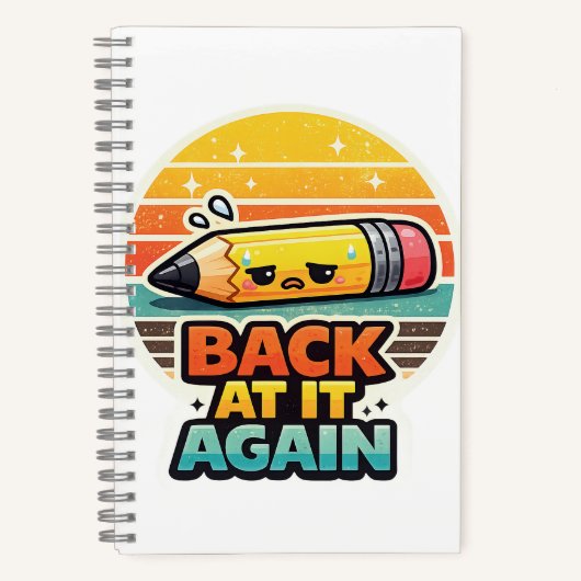 Wieder dabei lustiger Bleistift Schuldesign Notizblock (Vorderseite)