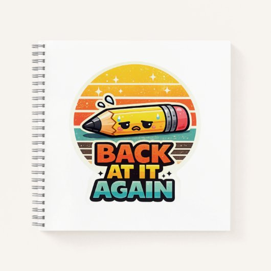 Wieder dabei lustiger Bleistift Schuldesign Notizblock (Vorderseite)