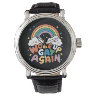 Wieder gay aufgewacht LGBT-Stolzmonat Groovy  Armbanduhr