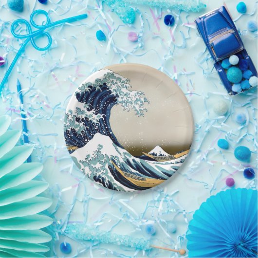 Wieder hergestellte große Welle weg von Kanagawa Pappteller (Party)