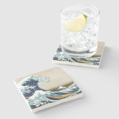 Wieder hergestellte große Welle weg von Kanagawa Steinuntersetzer (Seitenansicht)