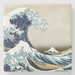 Wieder hergestellte große Welle weg von Kanagawa Steinuntersetzer