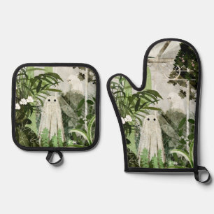 Wieder ist ein Geist im Greenhouse... Ofenhandschuh & Topflappen-Set