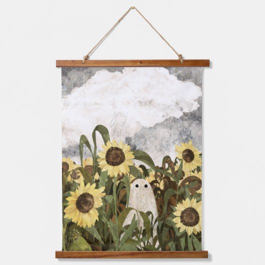 Wieder ist ein Geist im Sonnenblumenfeld... Wandteppich Mit Holzrahmen (Vorderseite)