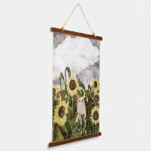 Wieder ist ein Geist im Sonnenblumenfeld... Wandteppich Mit Holzrahmen (Gewinkelt)