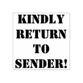"WIEDER ZUM SENDER ZURÜCK!" Briefmarke Gummistempel (Prägung)