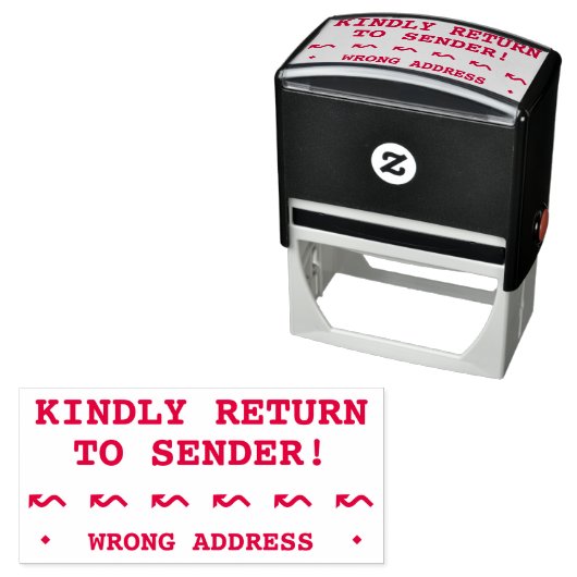 "WIEDER ZUM SENDER ZURÜCK!", "FALSCHE ADRESSE" PERMASTEMPEL (Beispiel)