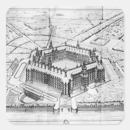 Wiederaufbau der Theleme Abbey Quadratischer Aufkleber (Vorderseite)