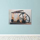 Wiederaufbau von James Watts Dampfloks Motor Leinwanddruck (Insitu (Holzboden))