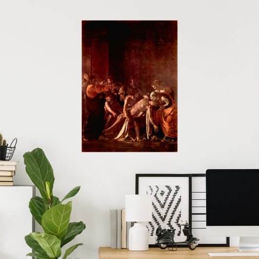 Wiederauferstehung von Lazarus durch Caravaggio Poster (Heimbüro)