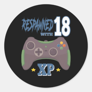 Wiederbelebt Mit 18 Xp Videospieler 18. Geburtstag Runder Aufkleber