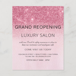 Wiedereröffnung Blush Pink Glitter Salon Flyer