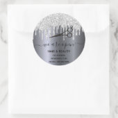 Wiedereröffnung Haar Silber Glitzer Schönheitssalo Runder Aufkleber (Tasche)