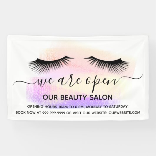 Wiedereröffnung Schönheitssalon hellweiße Lashes P Banner (Horizontal)