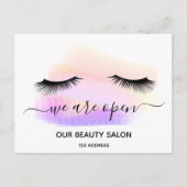 Wiedereröffnung Schönheitssalon hellweiße Lashes P Postkarte (Vorderseite)