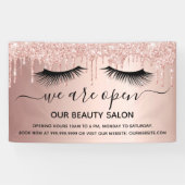 Wiedereröffnung Schönheitssalon Rose Gold Glitzer Banner (Horizontal)