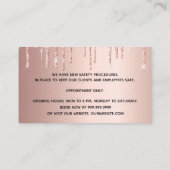 Wiedereröffnung Schönheitssalon Rose Gold Glitzer  Visitenkarte (Rückseite)