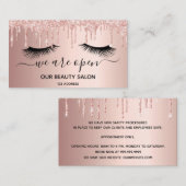 Wiedereröffnung Schönheitssalon Rose Gold Glitzer Visitenkarte (Vorne/Hinten)