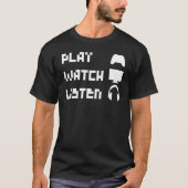 Wiedergabe Hören Retro 8 Bit Controller Headphone T-Shirt (Vorderseite)