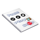 Wiedergabe Pause Stop Notizbuch Notizblock (Rechte Seite)