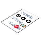 Wiedergabe Pause Stop Notizbuch Notizblock (Linke Seite)