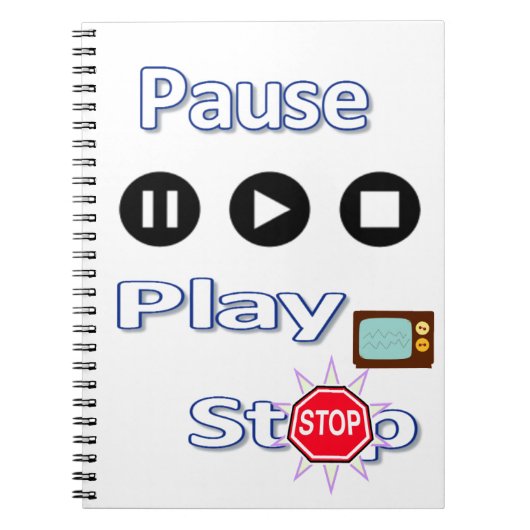 Wiedergabe Pause Stop Notizbuch Notizblock (Vorderseite)