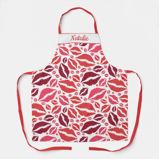 Wiedergabe von Lippenaufdrucken in Rot und Rosa Schürze (Vorderseite)