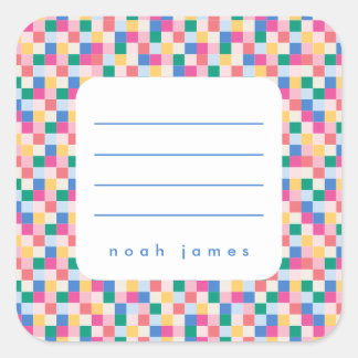 Wiedergabe von Multicolor-Blöcken-Aufkleber Quadratischer Aufkleber