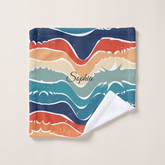 Wiedergabe von Retro-Regenbogenstreifen für benutz Badhandtuch Set (Waschlappen)