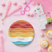 Wiedergabe von Retro-Regenbogenstreifen für benutz Pappteller (Party)