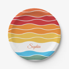 Wiedergabe von Retro-Regenbogenstreifen für benutz Pappteller