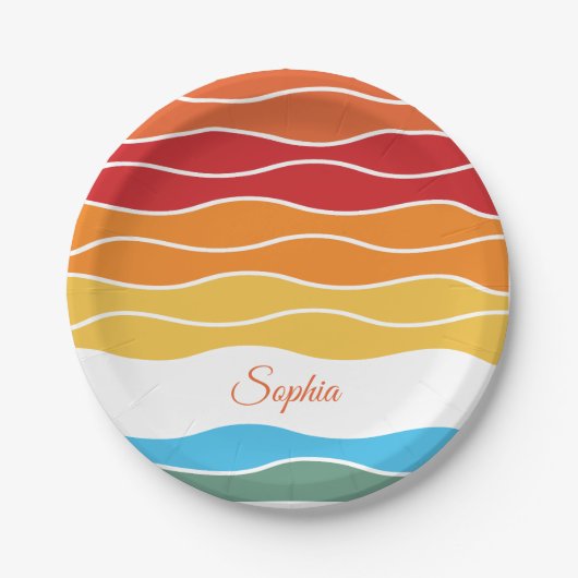 Wiedergabe von Retro-Regenbogenstreifen für benutz Pappteller (Vorderseite)