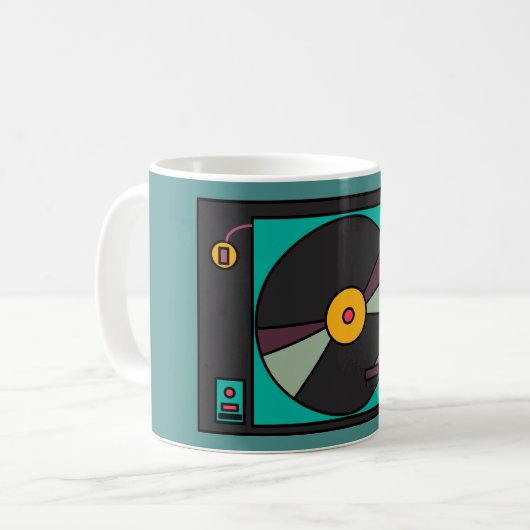 Wiedergabegerät für Retro-Datensätze Kaffeetasse (Vorderseite Links)