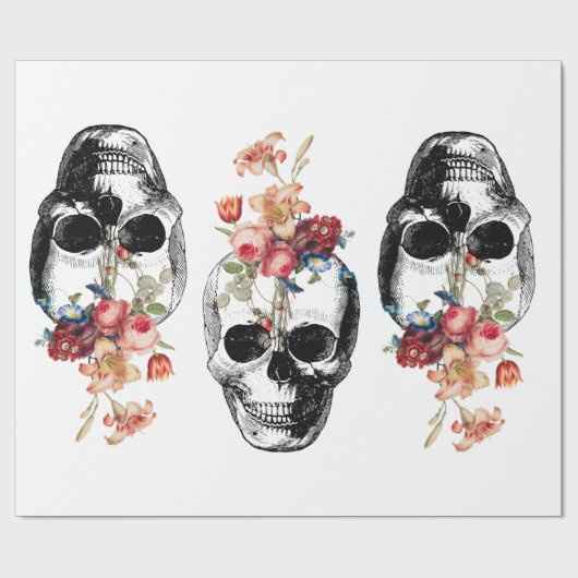 Wiedergeburt - Blühen der Schädel Geschenkpapier (Flach)