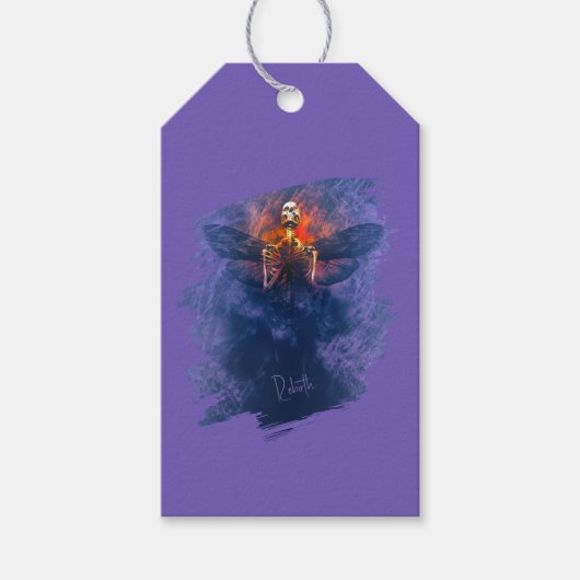 Wiedergeburt. Skelett mit aufsteigenden Flügeln Geschenkanhänger (Vorderseite)