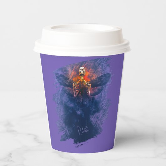 Wiedergeburt. Skelett mit aufsteigenden Flügeln Pappbecher (Vorderseite)