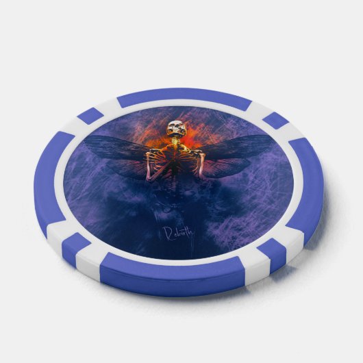 Wiedergeburt. Skelett mit aufsteigenden Flügeln Pokerchips (Einzeln)