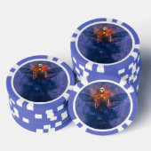 Wiedergeburt. Skelett mit aufsteigenden Flügeln Pokerchips (Stapel)