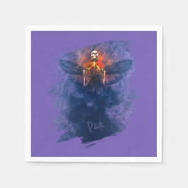 Wiedergeburt. Skelett mit aufsteigenden Flügeln Serviette