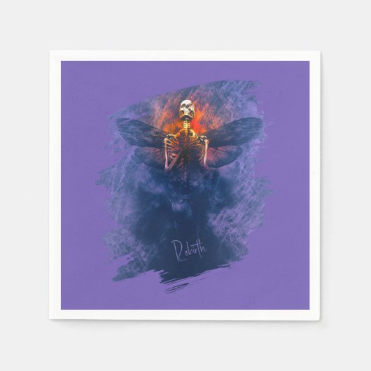 Wiedergeburt. Skelett mit aufsteigenden Flügeln Serviette (Vorderseite)