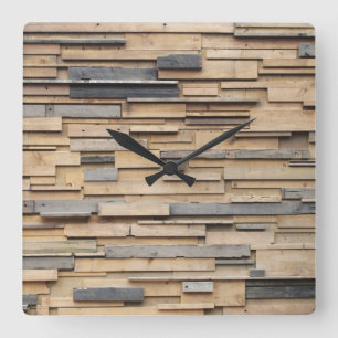 Wiedergewonnenes Holz, nachhaltiges Material Quadratische Wanduhr