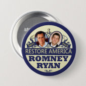 Wiederherstellung Amerika: Romney u. Ryan Button (Vorne & Hinten)
